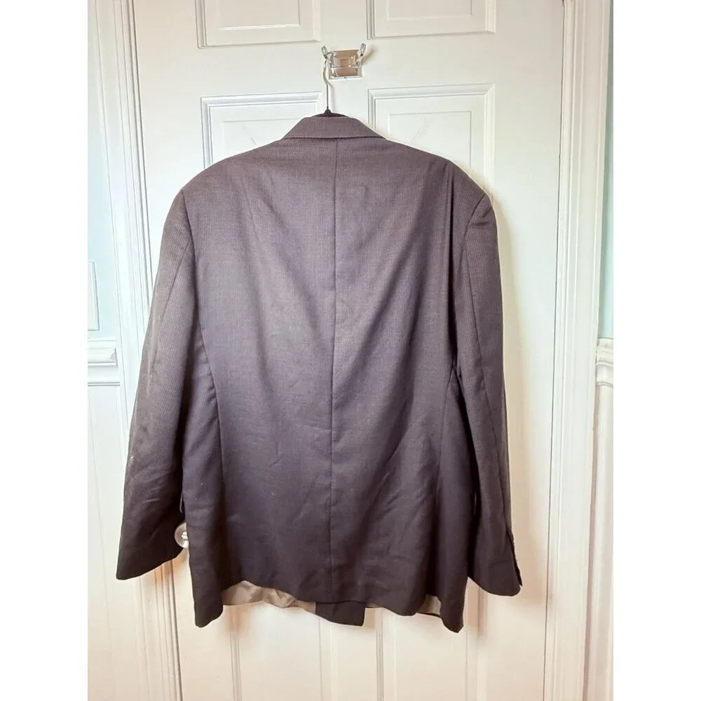 Oscar De La Renta Double Breasted Men’s Brown Black Houndstooth Blazer Size 43R